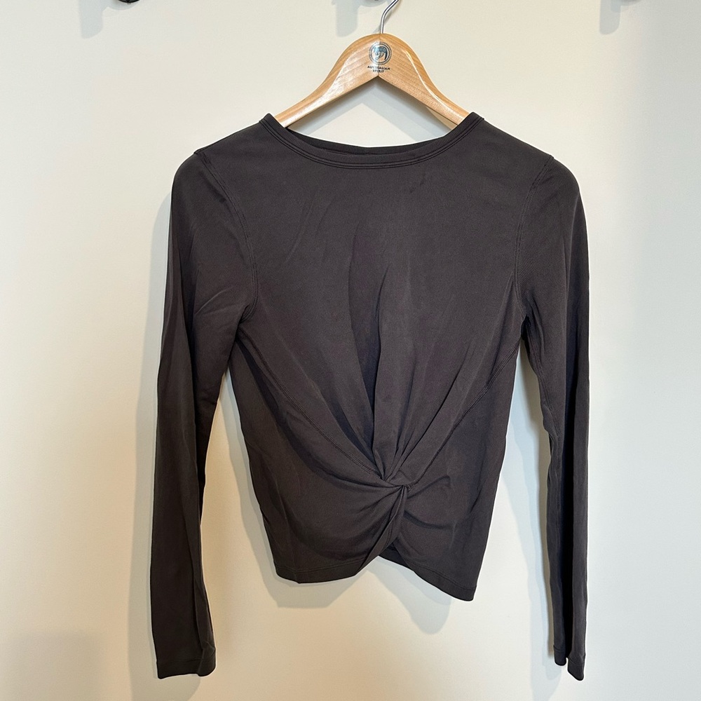 lululemon athletica grey Twist Long Sleeve Top